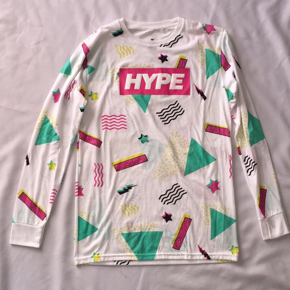 🆕 90s Retro Graphic Long Sleeve Hype Shirt Sz M